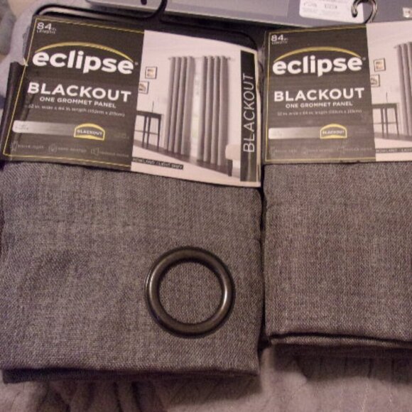 Eclipse light grey Blackout Curtain Panels Set of 2 52" x 84" New - Picture 2 of 4